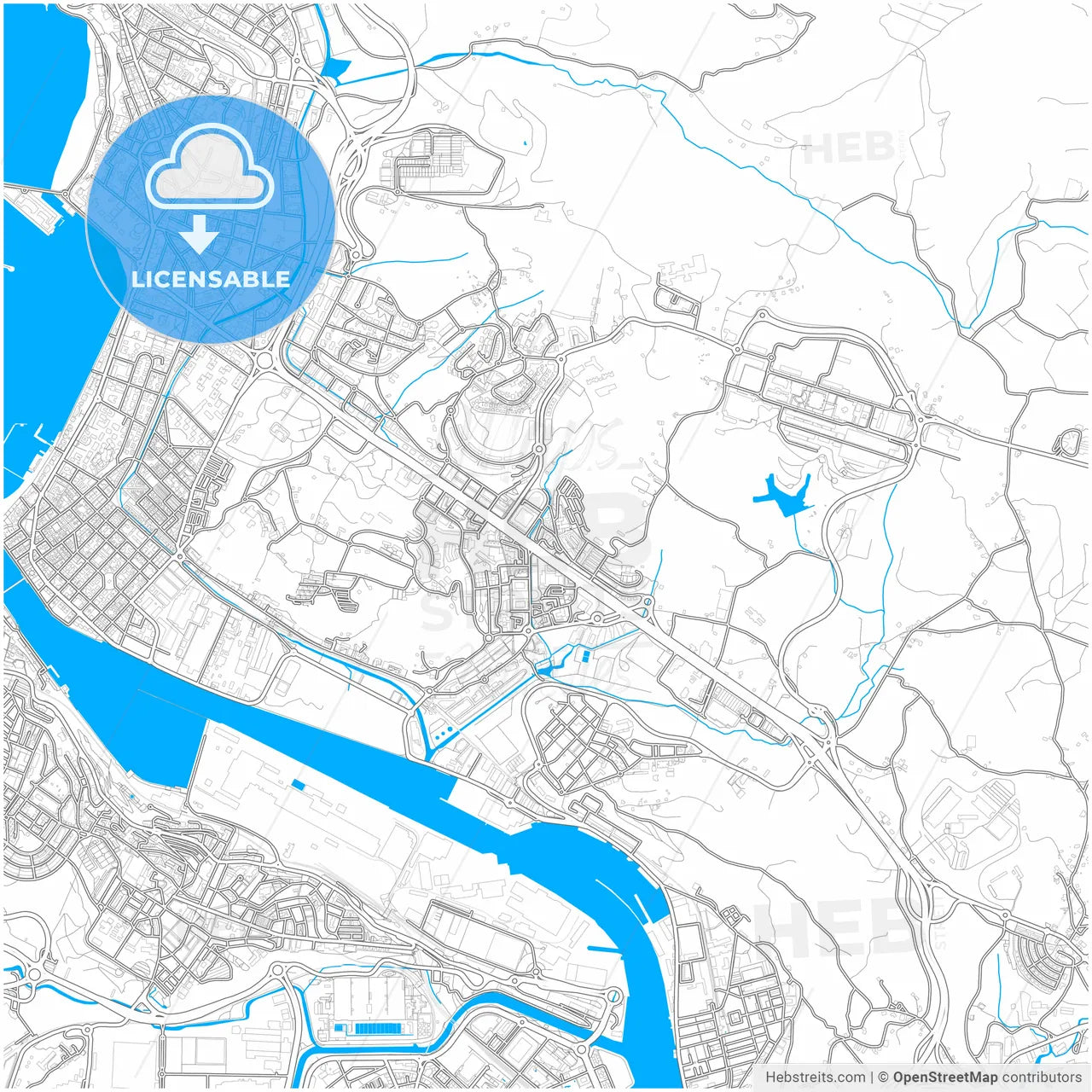Leioa, Biscay, Spain, city map with high resolution roads.