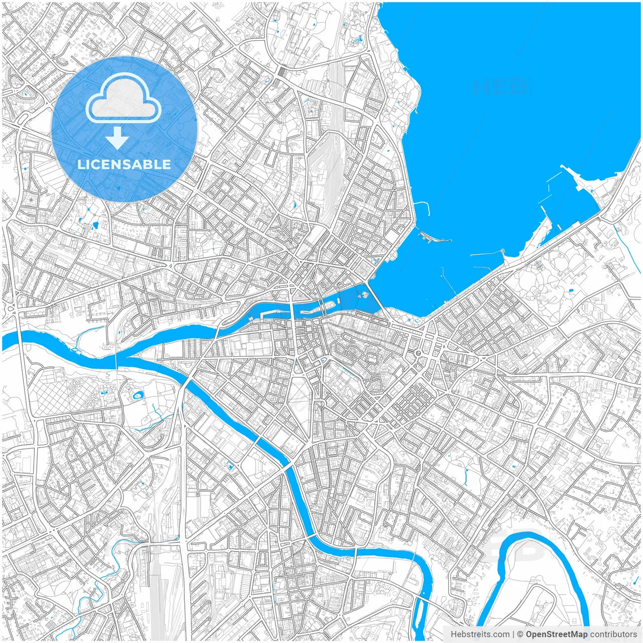 Geneva, Switzerland, city map with high resolution roads.