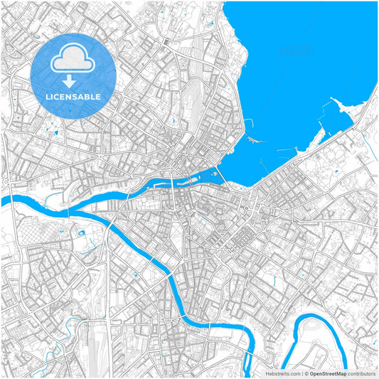Geneva, Switzerland, city map with high resolution roads.
