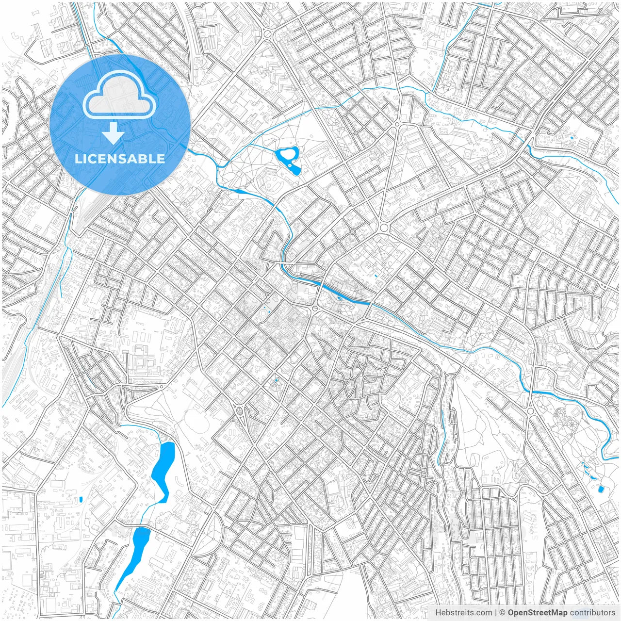 Simferopol, Crimea, Ukraine, city map with high resolution roads.