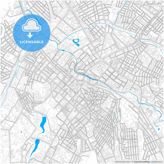 Simferopol, Crimea, Ukraine, city map with high resolution roads.