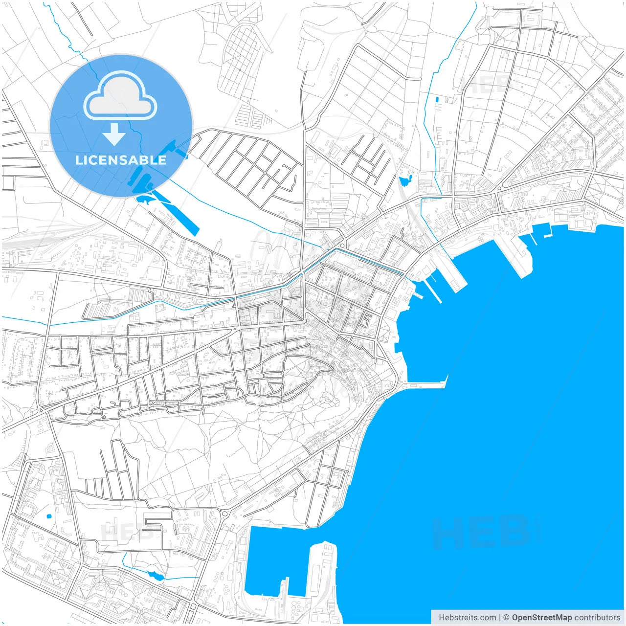 Kerch, Crimea, Ukraine, city map with high resolution roads.