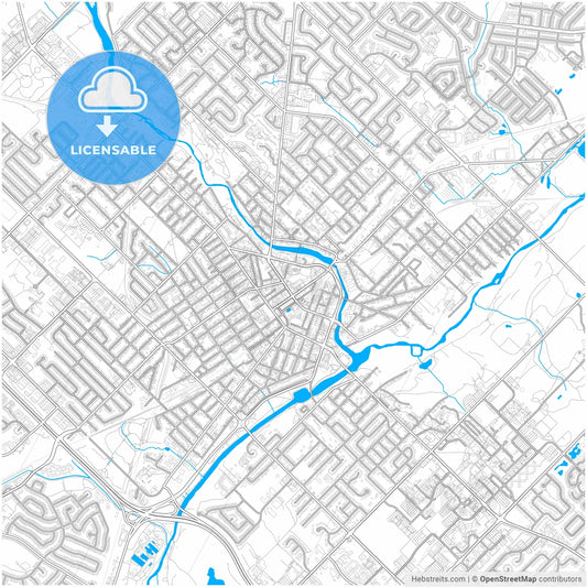 Guelph, Ontario, Canada, city map with high resolution roads.