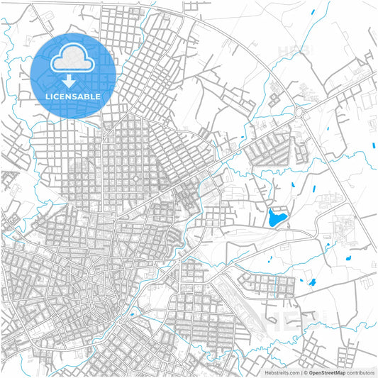 Camagüey, Camagüey, Cuba, city map with high resolution roads.
