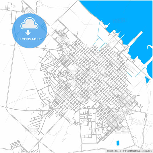 Cárdenas, Matanzas, Cuba, city map with high resolution roads.