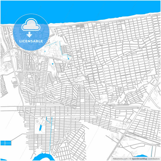 Coatzacoalcos, Veracruz, Mexico, city map with high resolution roads.