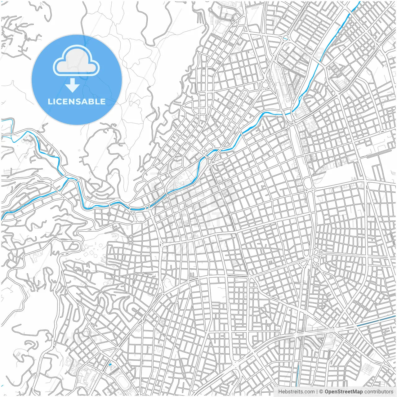 Cali, Colombia, city map with high resolution roads.