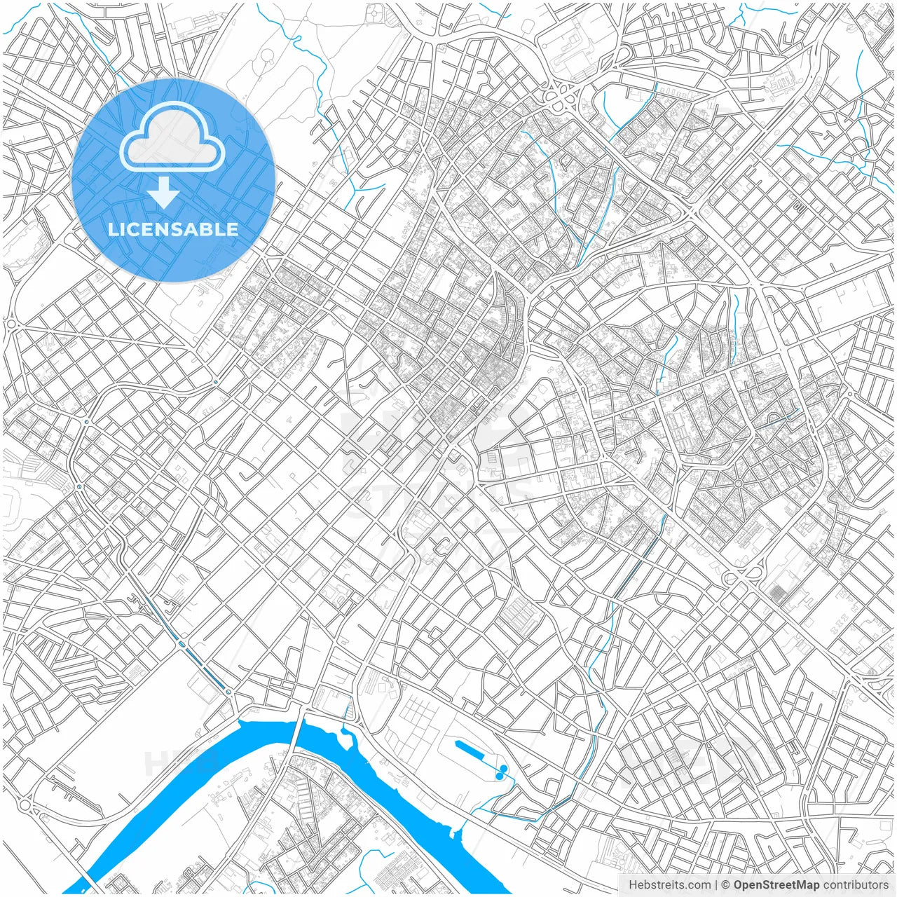 Cuiaba, Brazil, city map with high resolution roads.
