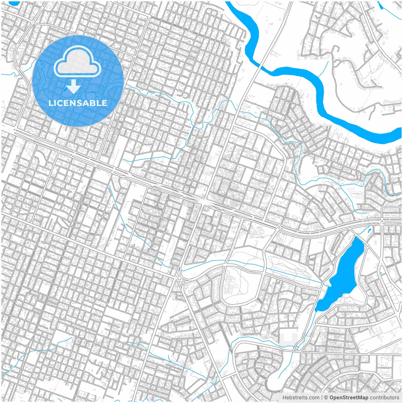 Ciudad del Este, Paraguay, city map with high resolution roads.