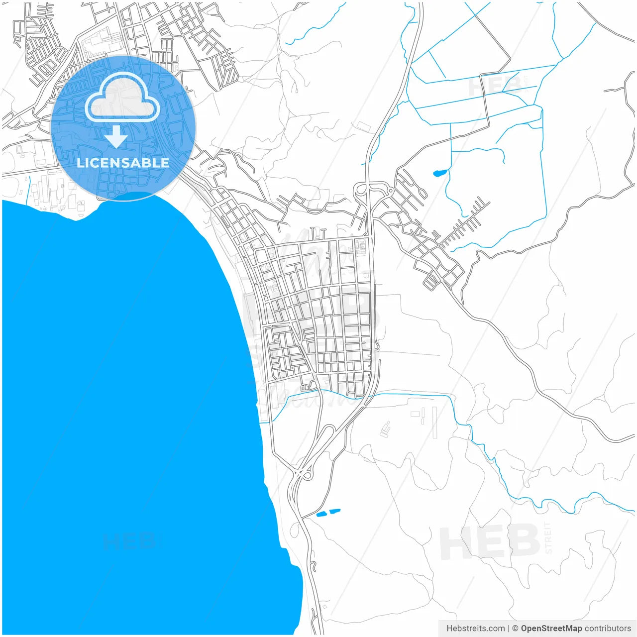 Coronel, Chile, city map with high resolution roads.