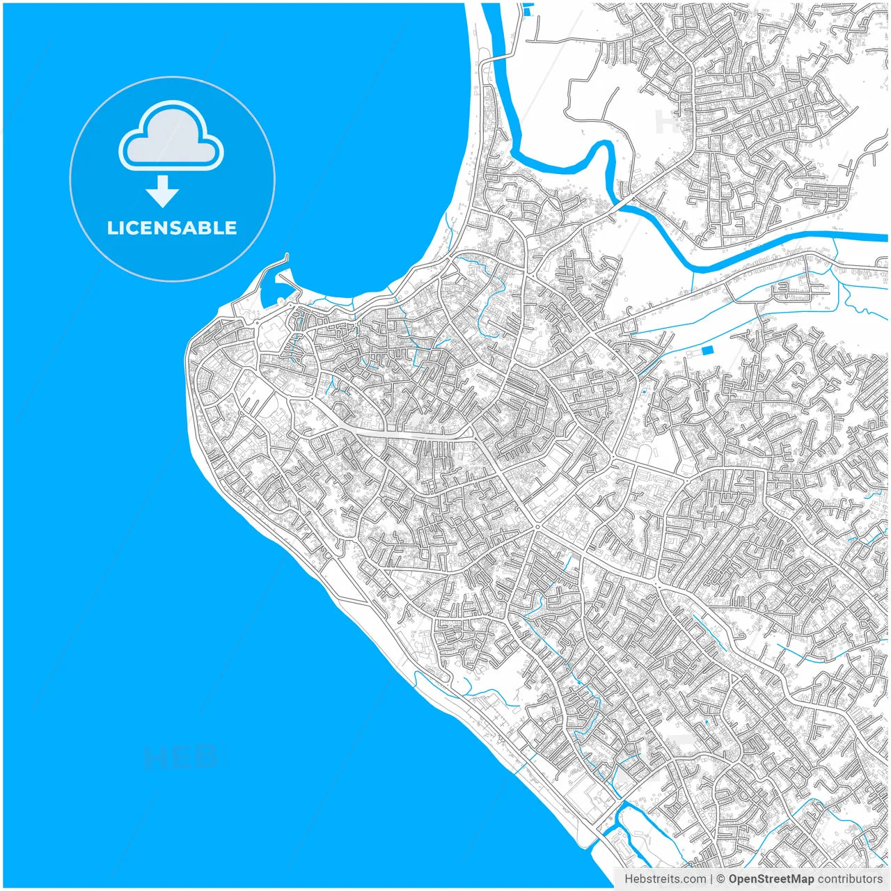 Bengkulu, Bengkulu, Indonesia, city map with high resolution roads.