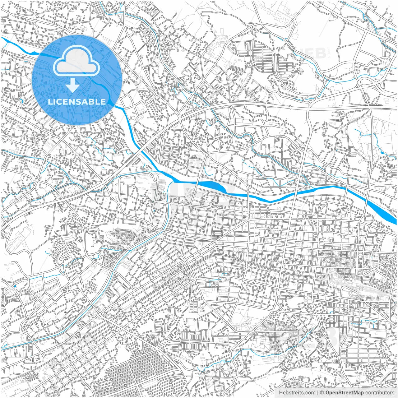 Hachiōji, Tokyo, Japan, city map with high resolution roads.