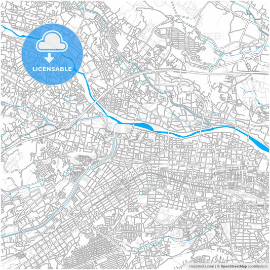 Hachiōji, Tokyo, Japan, city map with high resolution roads.