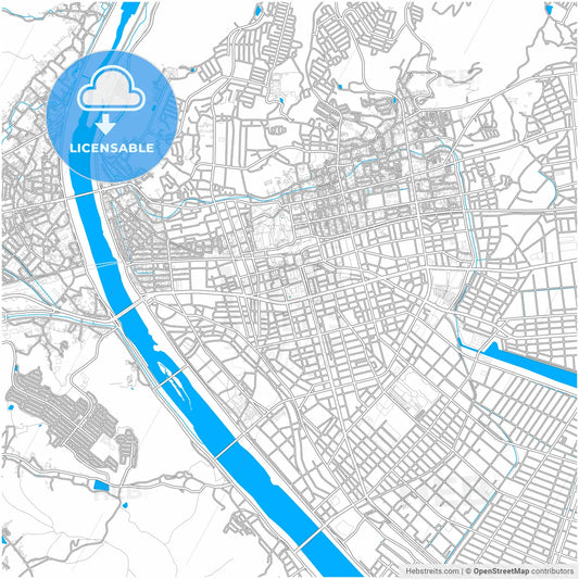 Fukuyama, Hiroshima, Japan, city map with high resolution roads.