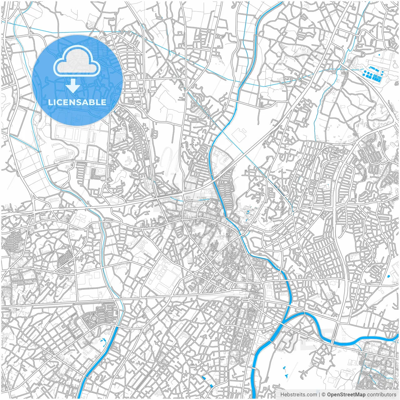 Fujisawa, Kanagawa, Japan, city map with high resolution roads.