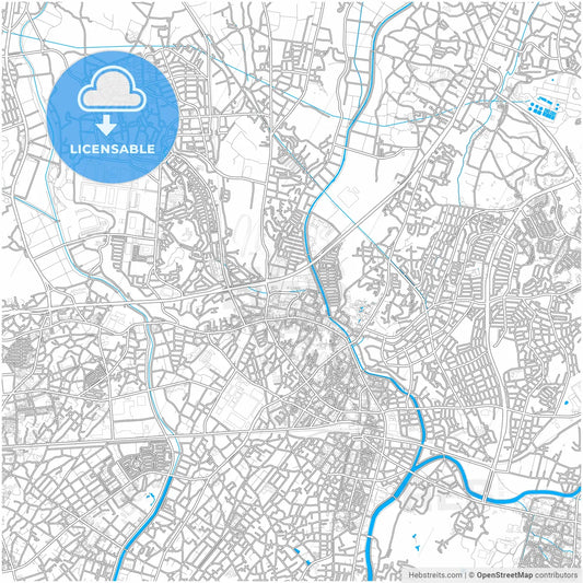Fujisawa, Kanagawa, Japan, city map with high resolution roads.