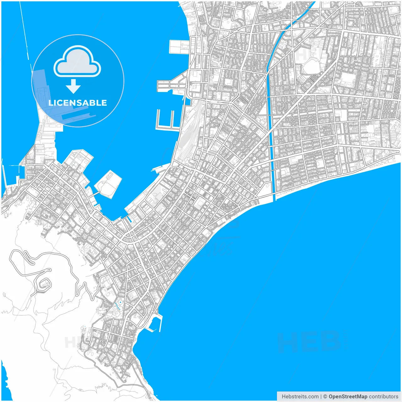Hakodate, Hokkaidō, Japan, city map with high resolution roads.