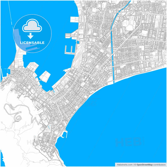 Hakodate, Hokkaidō, Japan, city map with high resolution roads.