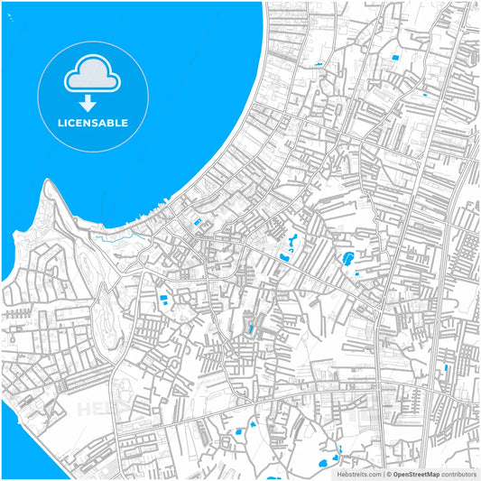 Pattaya, Chonburi, Thailand, city map with high resolution roads.