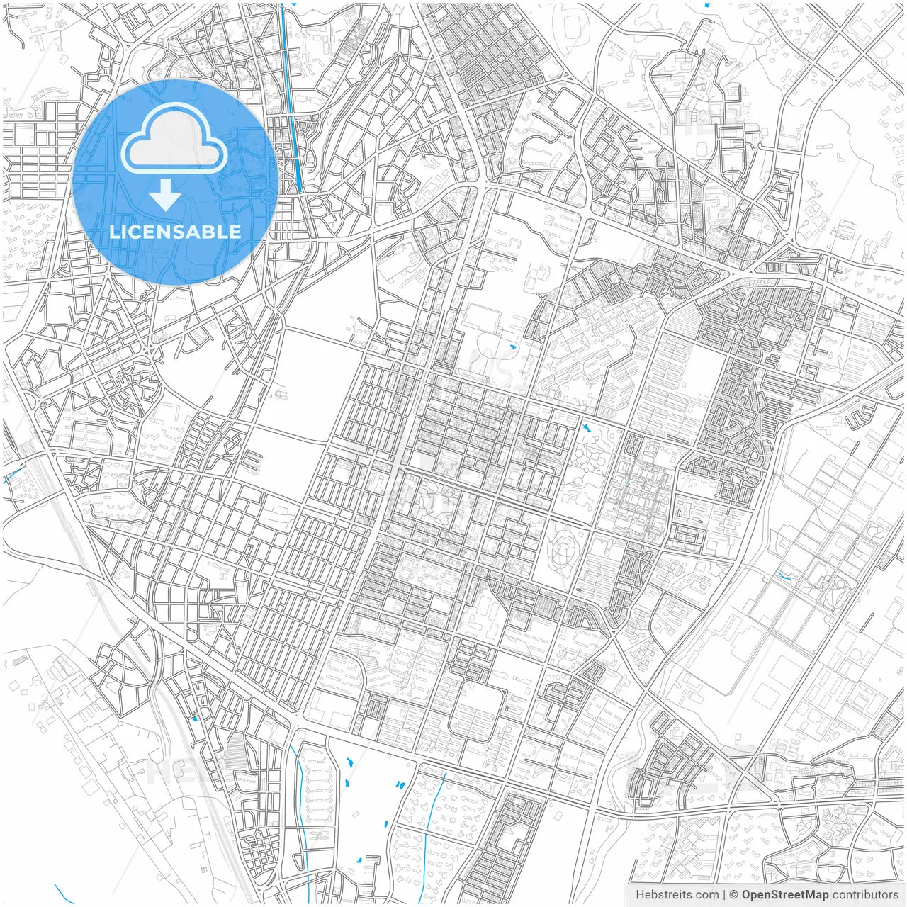 Suwon, Gyeonggi, South Korea, city map with high resolution roads.