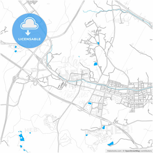 Yongin, Gyeonggi, South Korea, city map with high resolution roads.