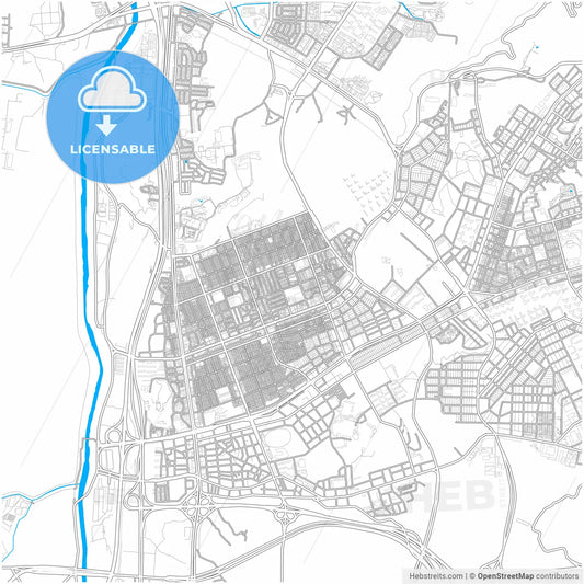 Seongnam, Gyeonggi, South Korea, city map with high resolution roads.