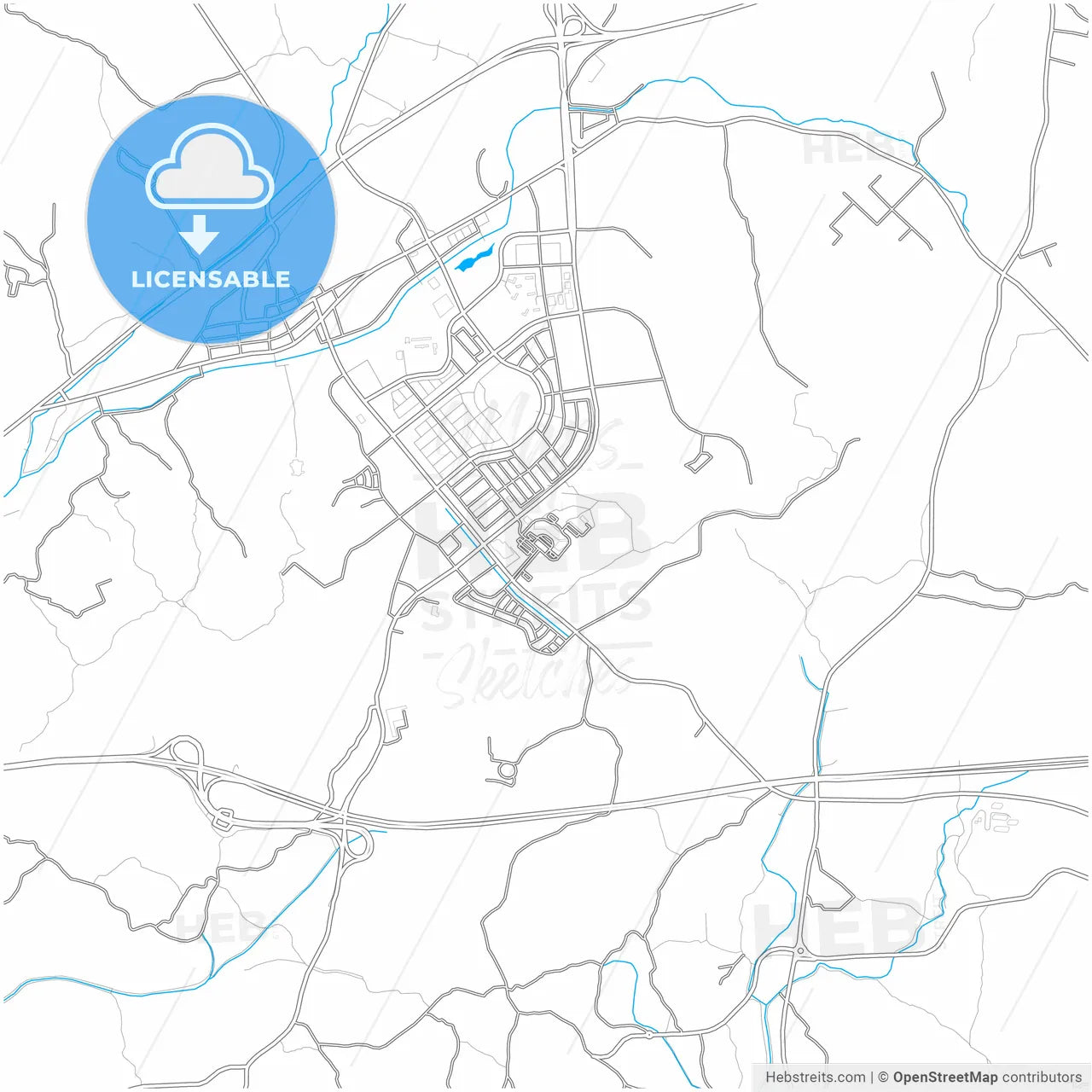 Hwaseong, Gyeonggi, South Korea, city map with high resolution roads.