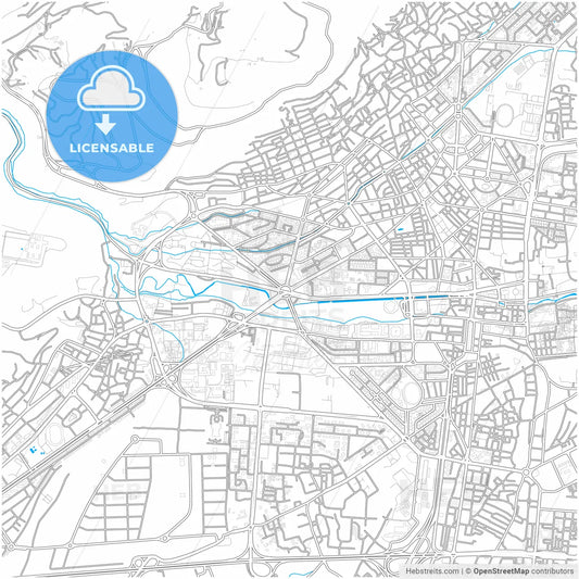 Damascus, Syria, city map with high resolution roads.
