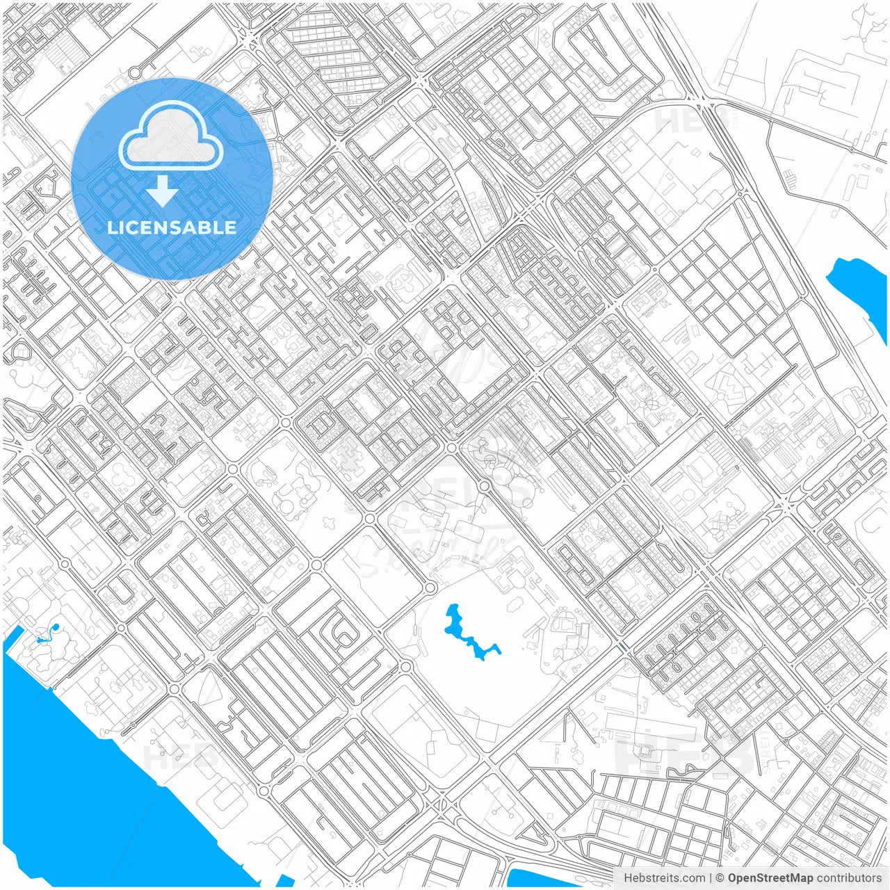 Abu Dhabi  , United Arab Emirates, city map with high resolution roads.