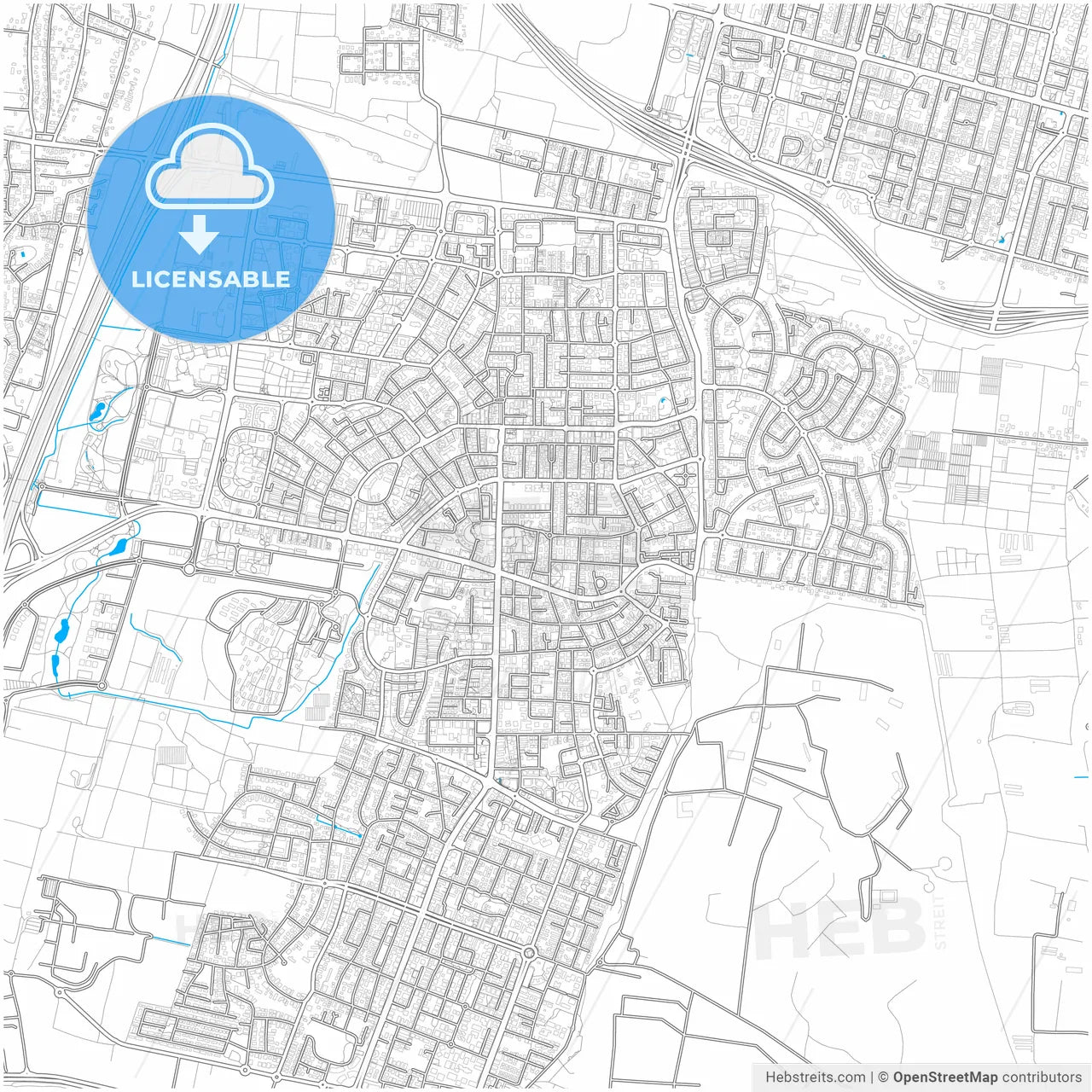 Herzliya, Tel Aviv, Israel, city map with high resolution roads.