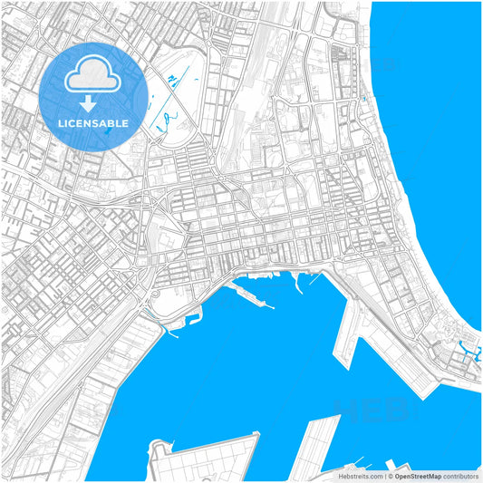 Durban, South Africa, city map with high resolution roads.