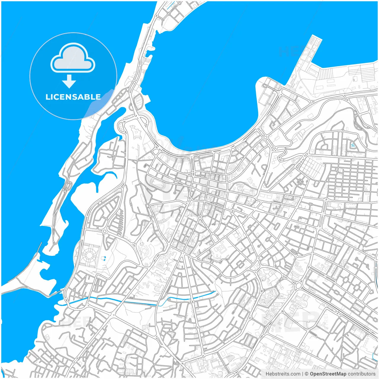 Luanda, Angola, city map with high resolution roads.
