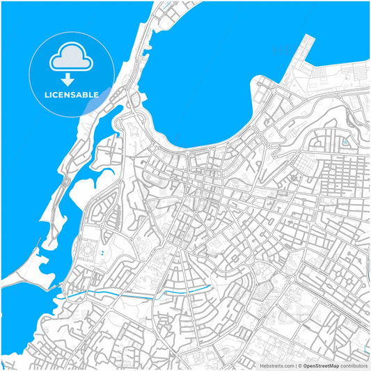 Luanda, Angola, city map with high resolution roads.
