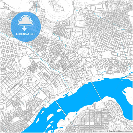 Bamako, Mali, city map with high resolution roads.