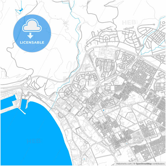 Agadir, Morocco, city map with high resolution roads.