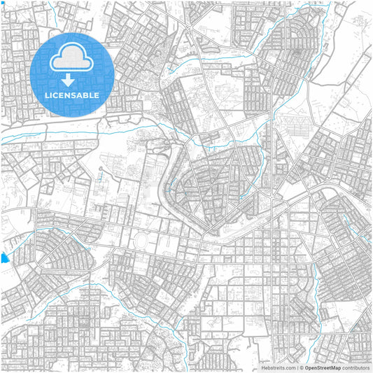 Bouake, Ivory Coast, city map with high resolution roads.