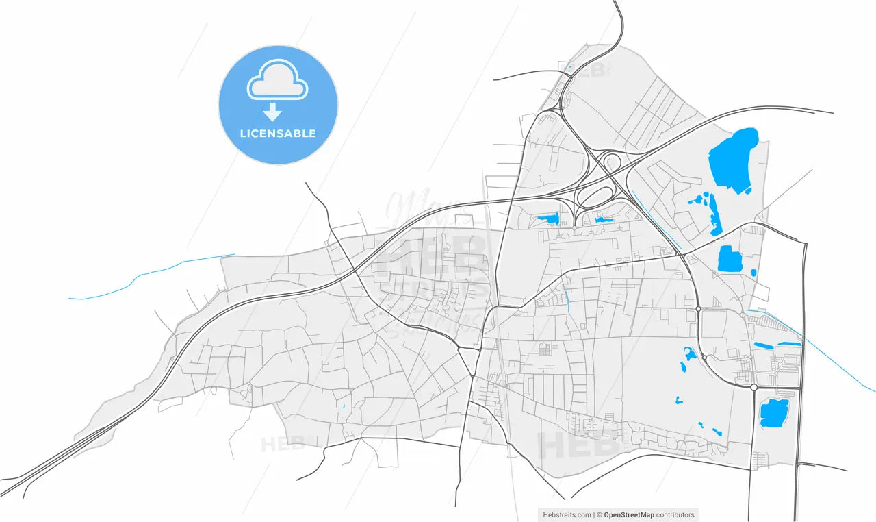 Brunn am Gebirge, Lower Austria, Austria, high resolution vector map - Instant download PDF and JPG