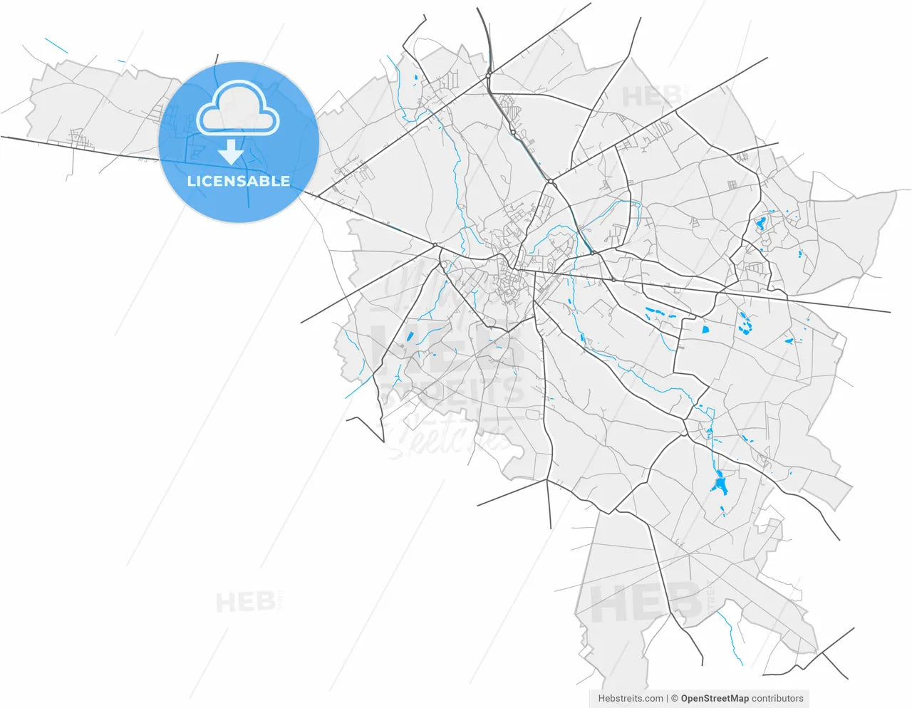 Binche, Hainaut, Belgium, high resolution vector map - Instant download PDF and JPG