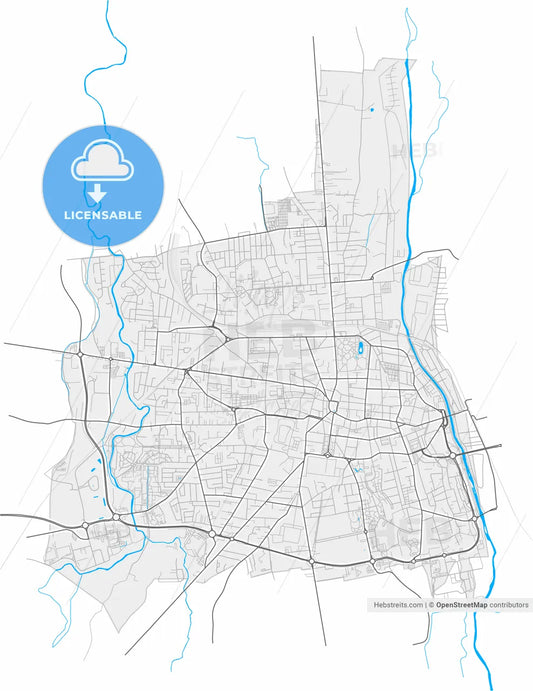 Tarbes, Hautes-Pyrénées, France, high resolution vector map - Instant download PDF and JPG
