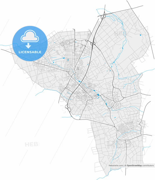 Dreieich, Hesse, Germany, high resolution vector map - Instant download PDF and JPG