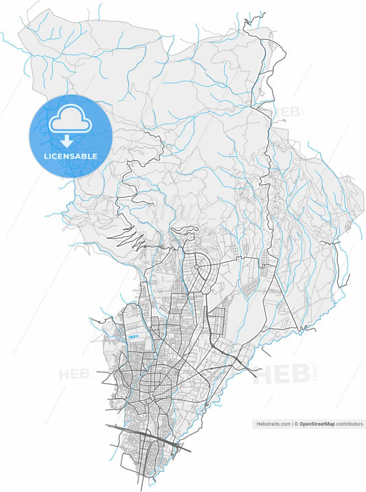 Acharnes, Attica, Greece, high resolution vector map - Instant download PDF and JPG