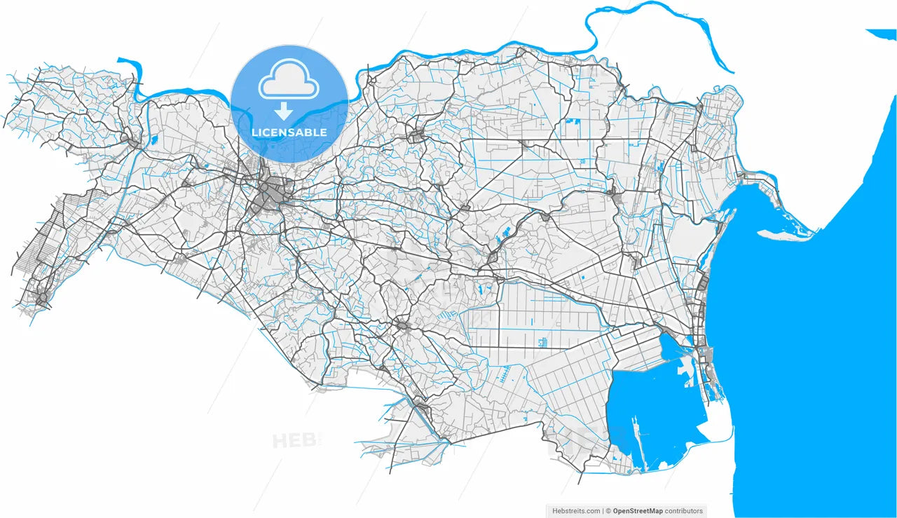 Ferrara, Emilia-Romagna, Italy, high resolution vector map - Instant download PDF and JPG
