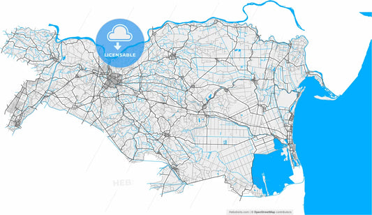 Ferrara, Emilia-Romagna, Italy, high resolution vector map - Instant download PDF and JPG