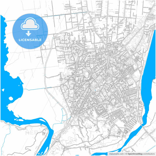 Shkodër, Albania, city map with high resolution roads.