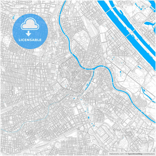 Vienna, Austria, city map with high resolution roads.