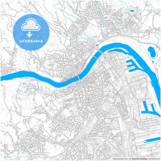 Linz, Upper Austria, Austria, city map with high resolution roads.