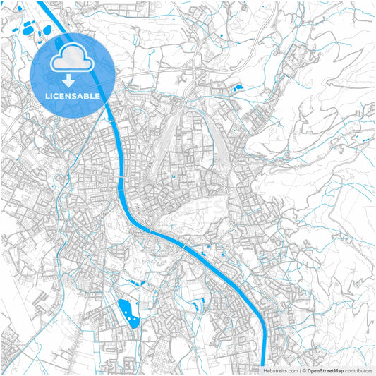 Salzburg, Salzburg, Austria, city map with high resolution roads.