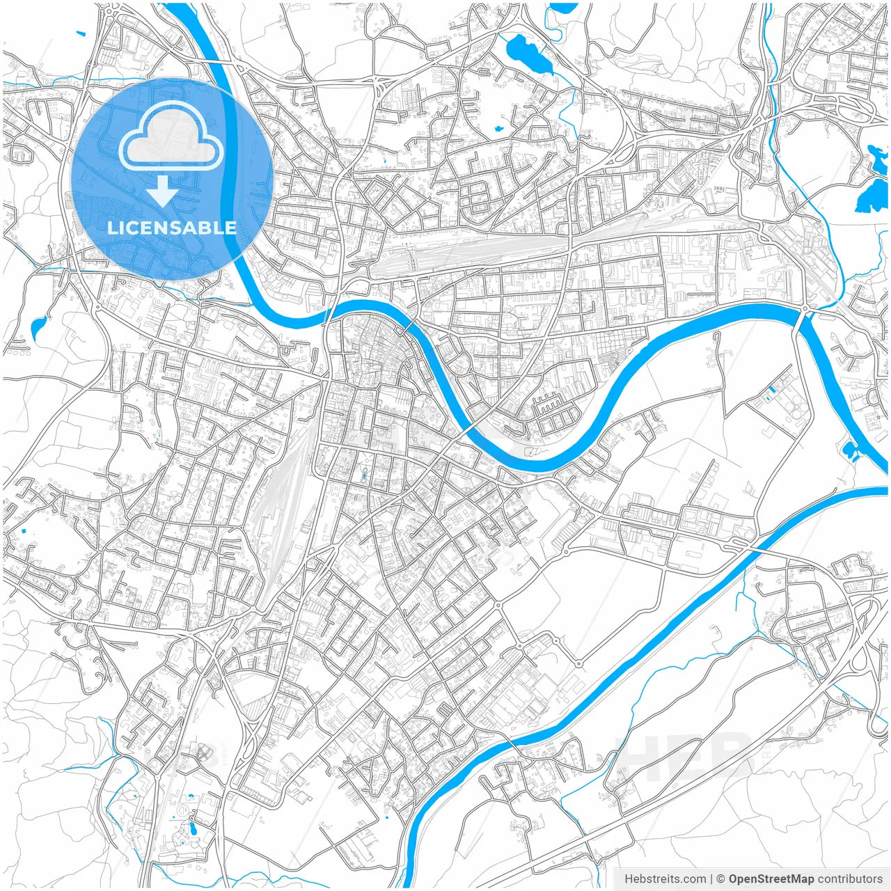 Villach, Carinthia, Austria, city map with high resolution roads.