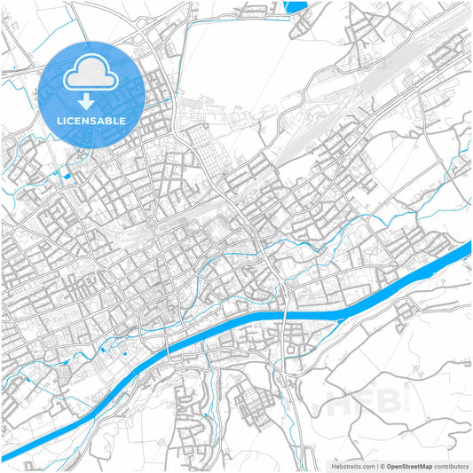 Wels, Upper Austria, Austria, city map with high resolution roads.