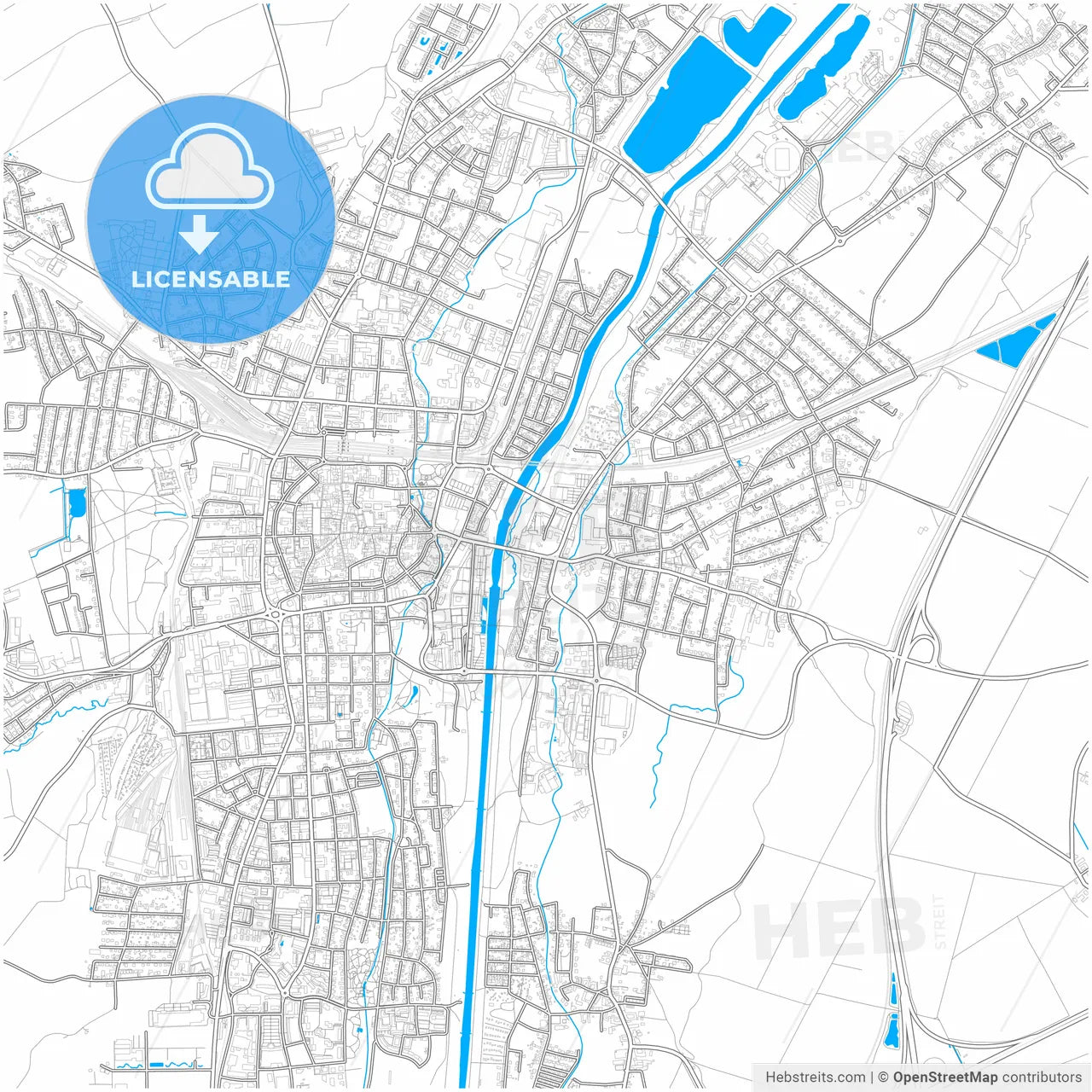 Sankt Pölten, Lower Austria, Austria, city map with high resolution roads.